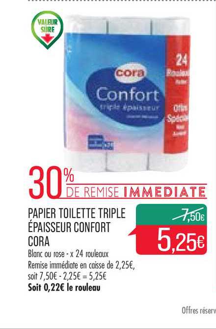 Papier Toilette Triple épaisseur Confort Cora 30% De Remise Immédiate