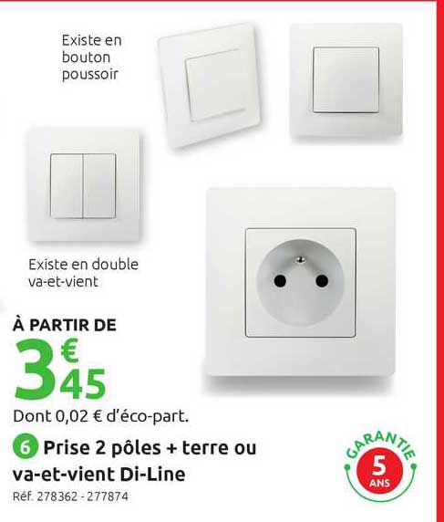 prise 2 pôles + terre ou va et vient di line