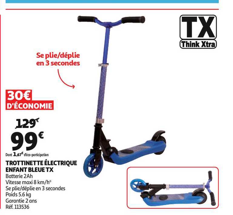 trottinette électrique enfant bleue tx think xtra