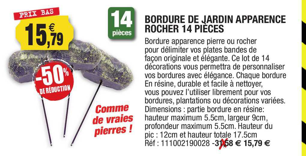 bordure de jardin apparence rocher 14 pièces