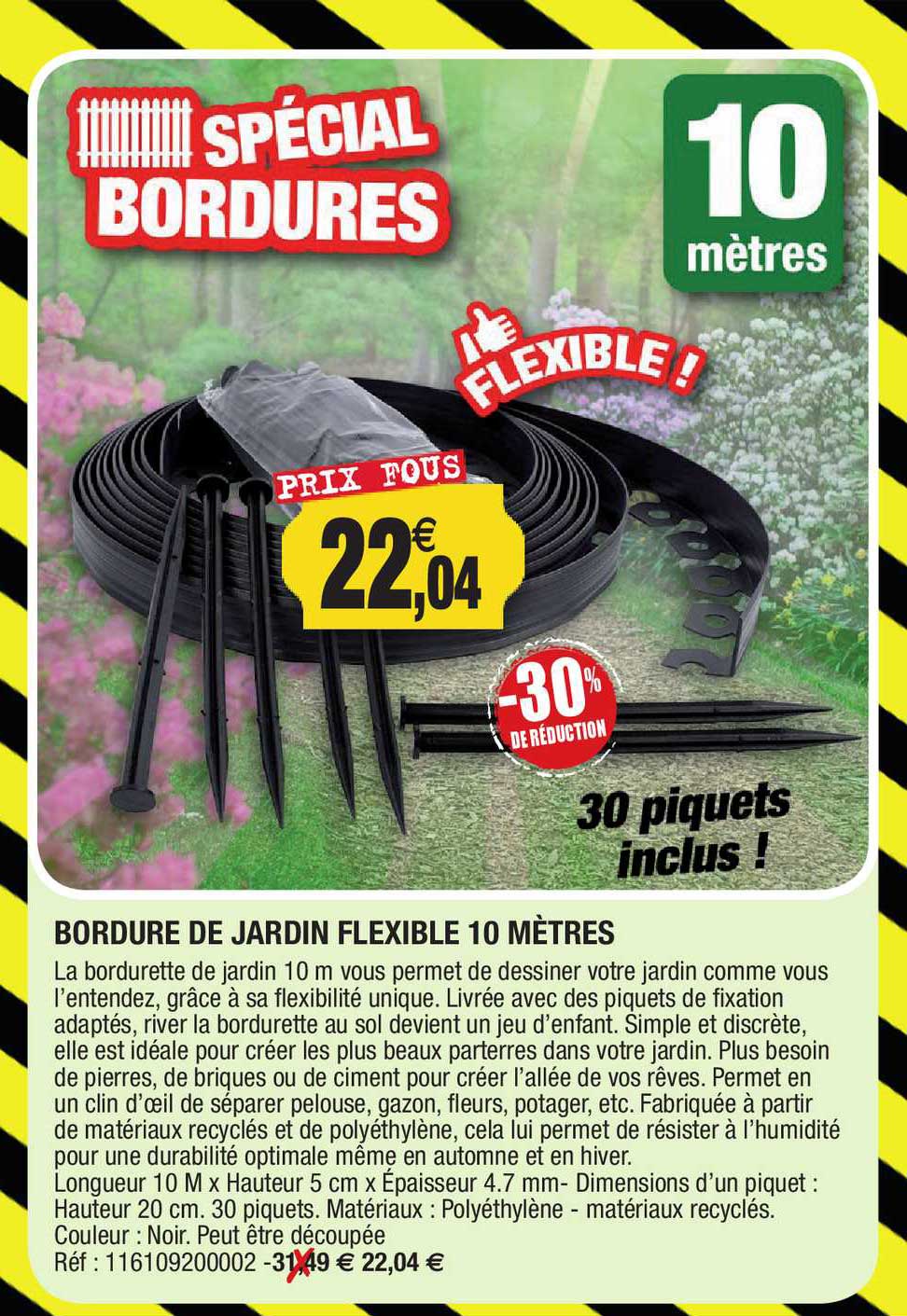 bordure de jardin flexible 10 mètres