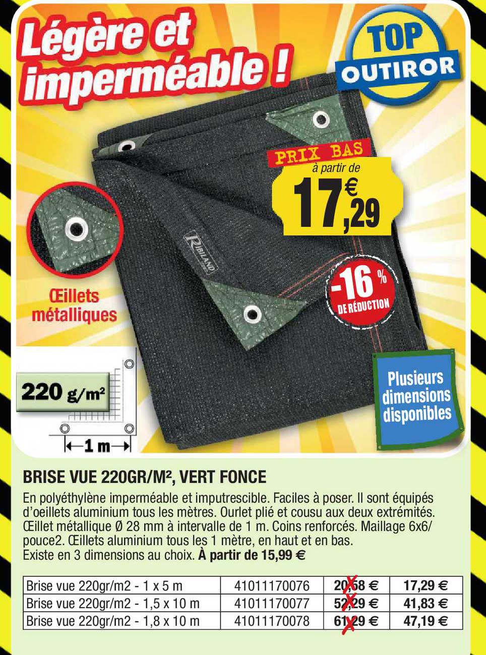 brise vue 220gr-m², vert fonce