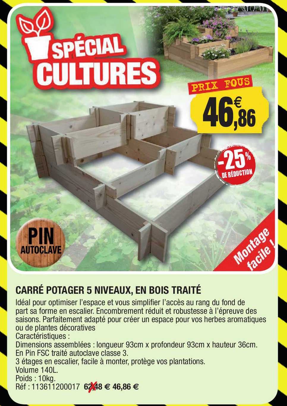 Carré Potager 5 Niveaux, En Bois Traité