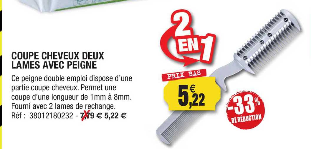 coupe cheveux deux lames avec peigne