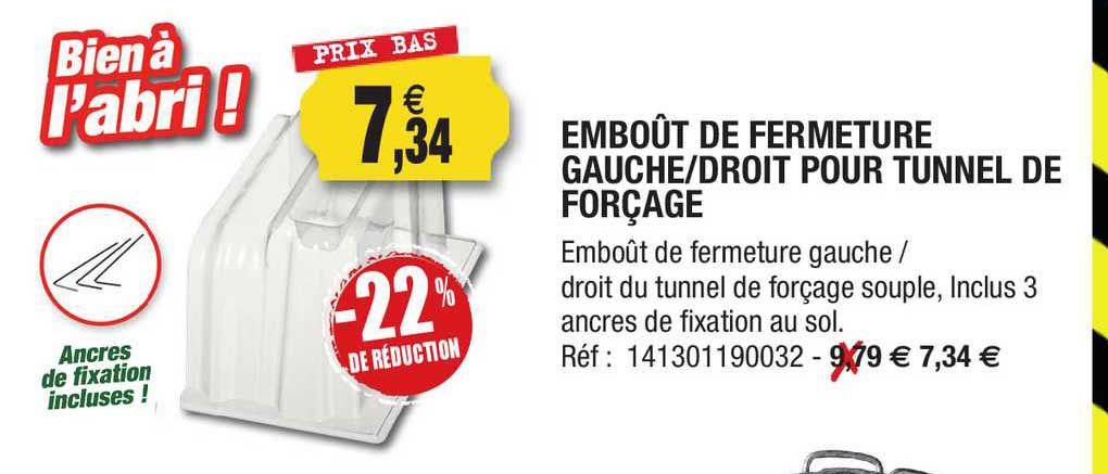 emboût de fermeture gauche-droit pour tunnel de forçage