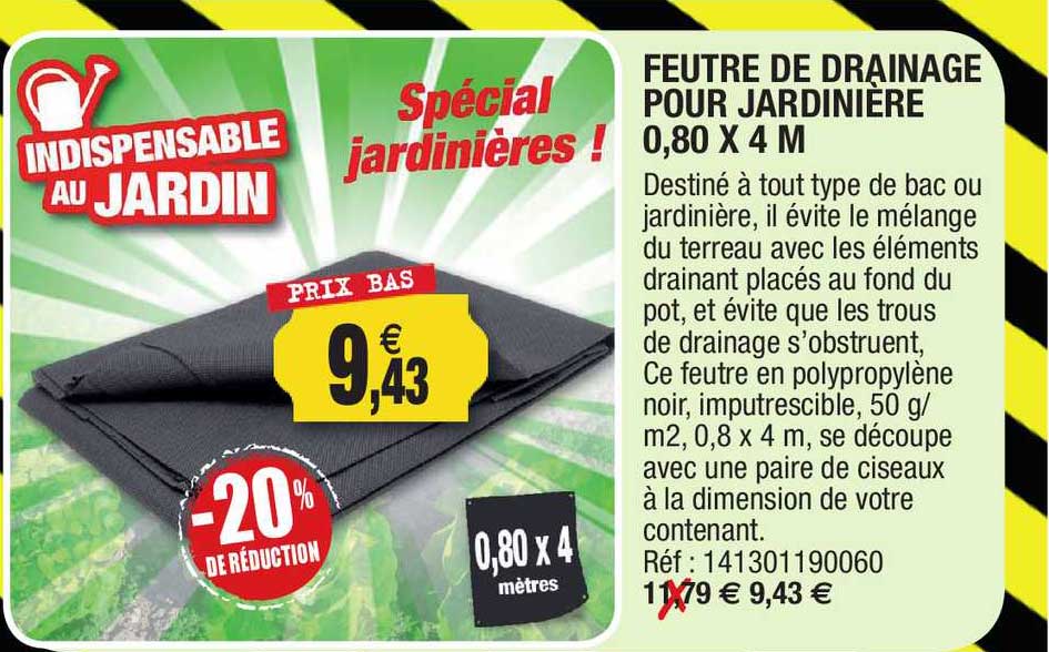 feutre de drainage pour jardinière 0,80 x 4 m