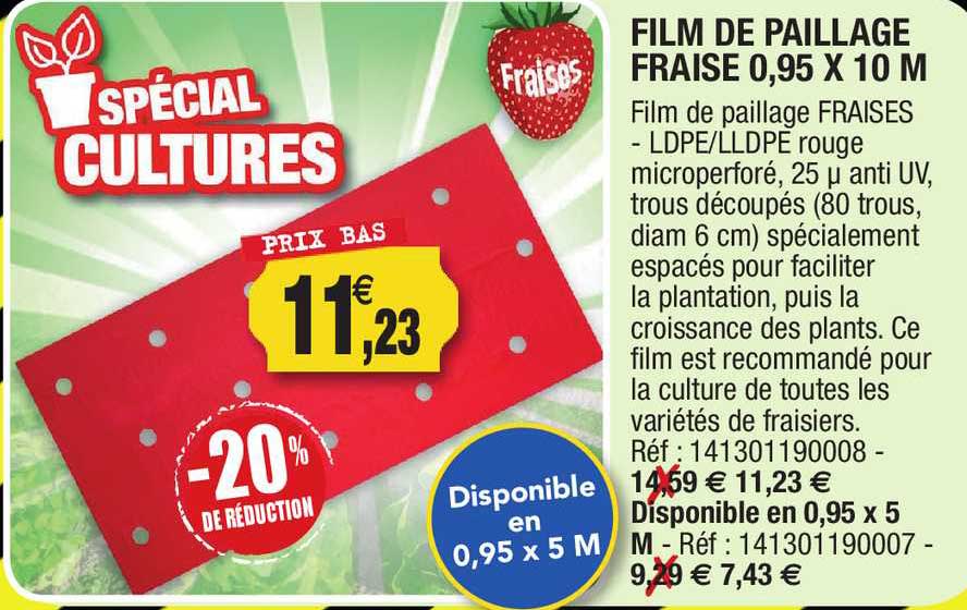 Film De Paillage Fraise 0,95 X 10 M