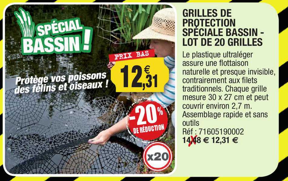 grilles de protection spéciale bassin - lot de 20 grilles