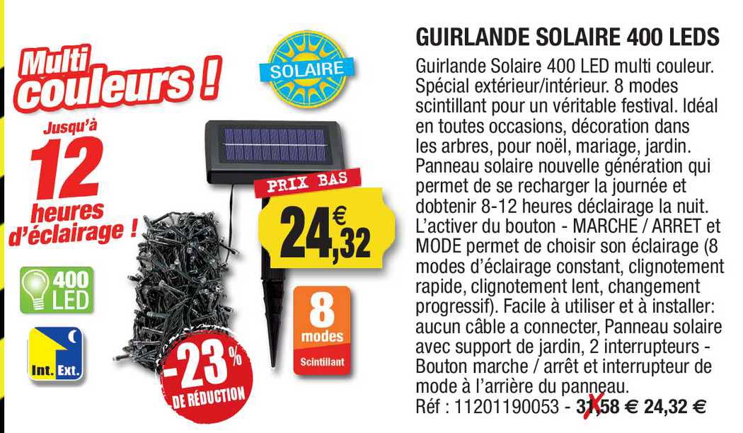 Guirlande Solaire 400 Leds