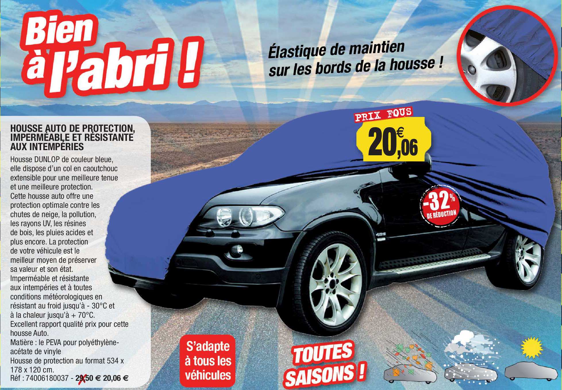 housse auto de protection, imperméable et résistante aux intempéries