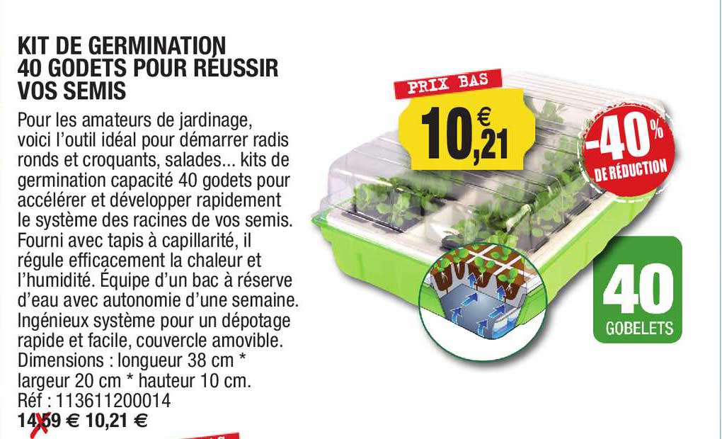 kit de germination 40 godets pour réussir vos semis