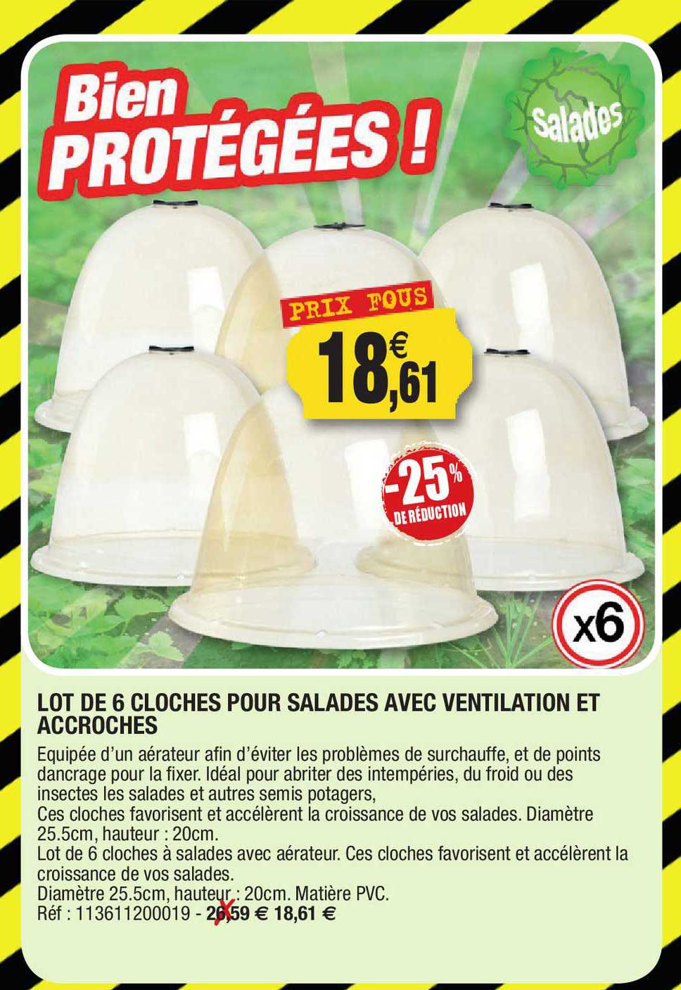 lot de 6 cloches pour salades avec ventilation et accroches