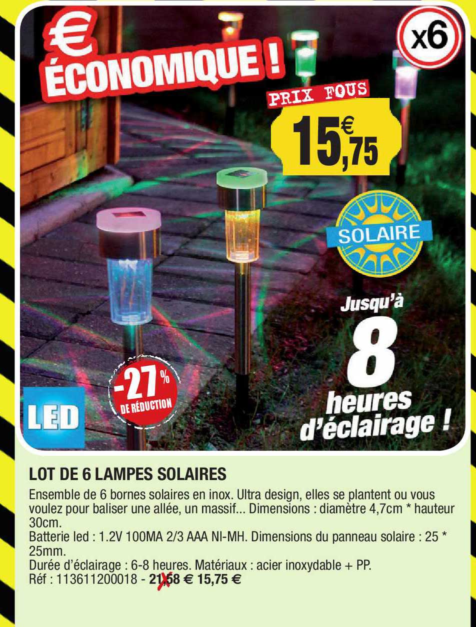 lot de 6 lampes solaires