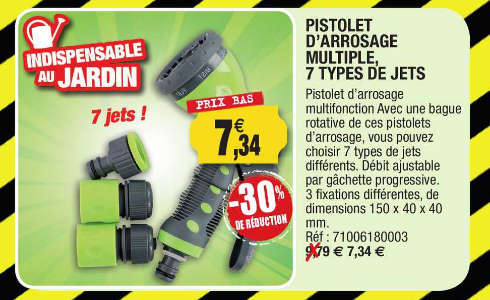 pistolet d'arrosage multiple, 7 types de jets