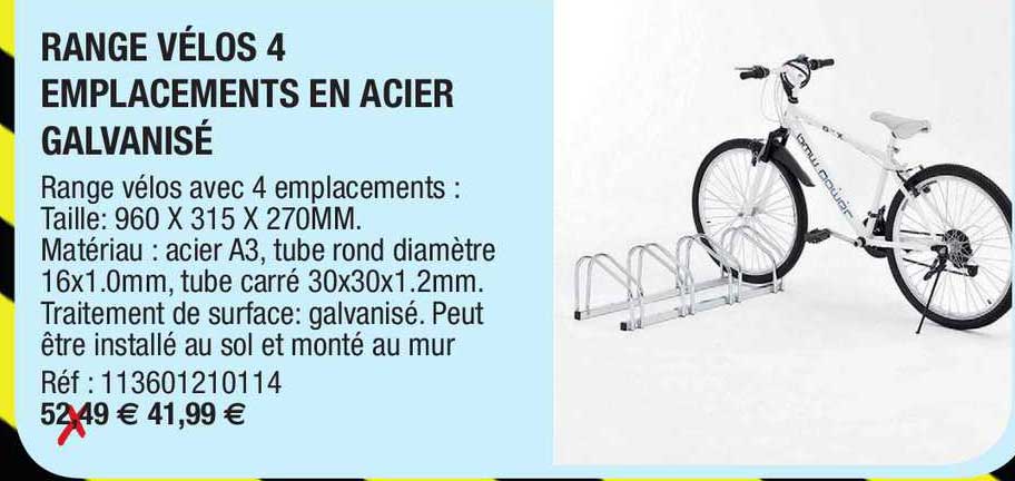 range vélos 4 emplacements en acier galvanisé