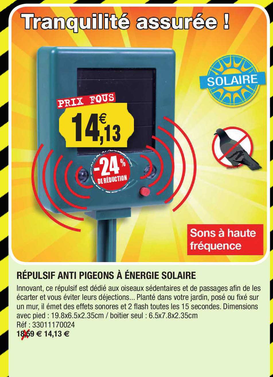 répulsif anti pigeons à énergie solaire