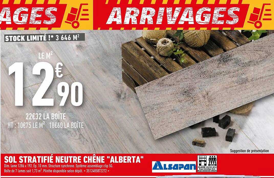 sol stratifié neutre chêne "alberta" alsapan