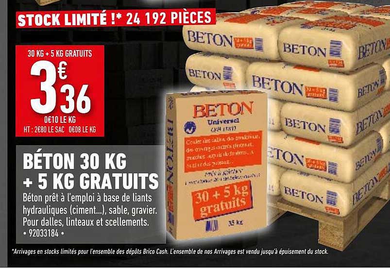 béton 30 kg + 5 kg gratuits