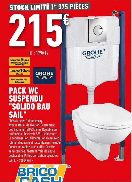 pack wc suspendu "solido bau sail" grohe