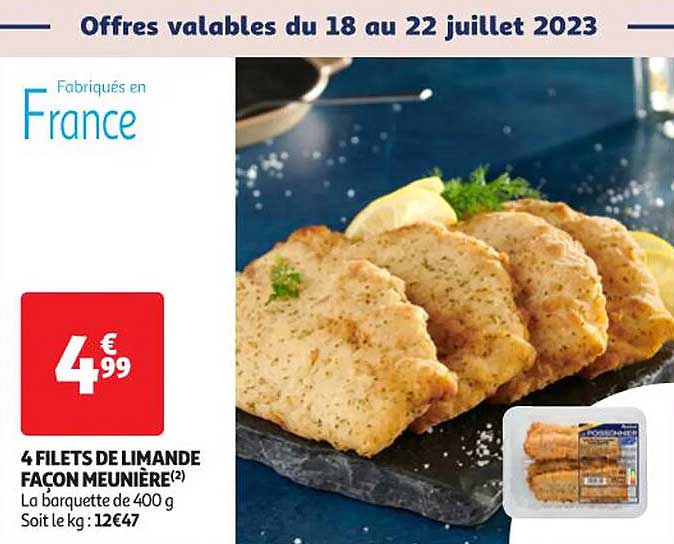 4 filets de limande façon meunière