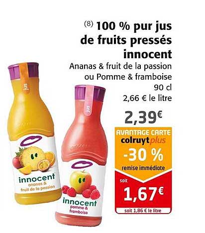 100% pur jus de fruits pressés innocent