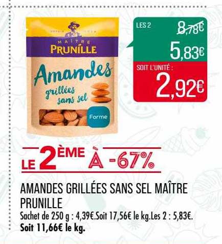 amandes grillées sans sel maître prunille