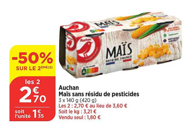 auchan maïs sans résidu de pesticides