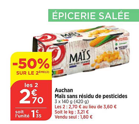 auchan maïs sans résidu de pesticides