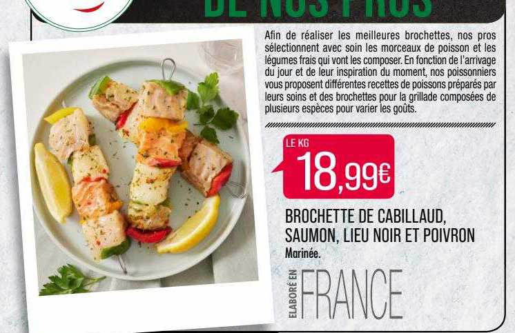 Brochette De Cabillaud, Saumon, Lieu Noir Et Poivron