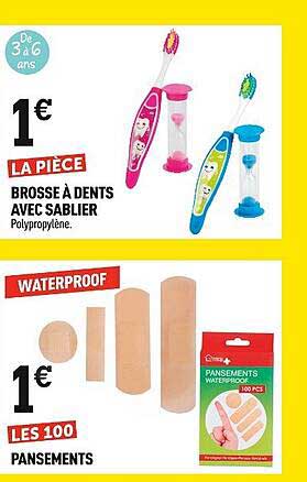 brosse à dents avec sablier, pansements