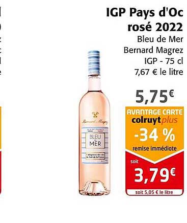 igp pays d'oc rosé 2022 bleu de mer bernard magrez