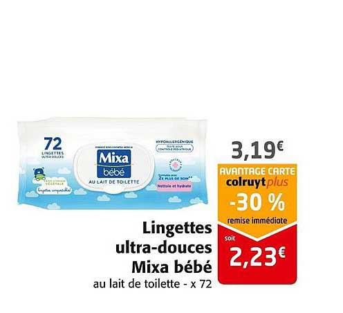 lingettes ultra-douces mixa bébé