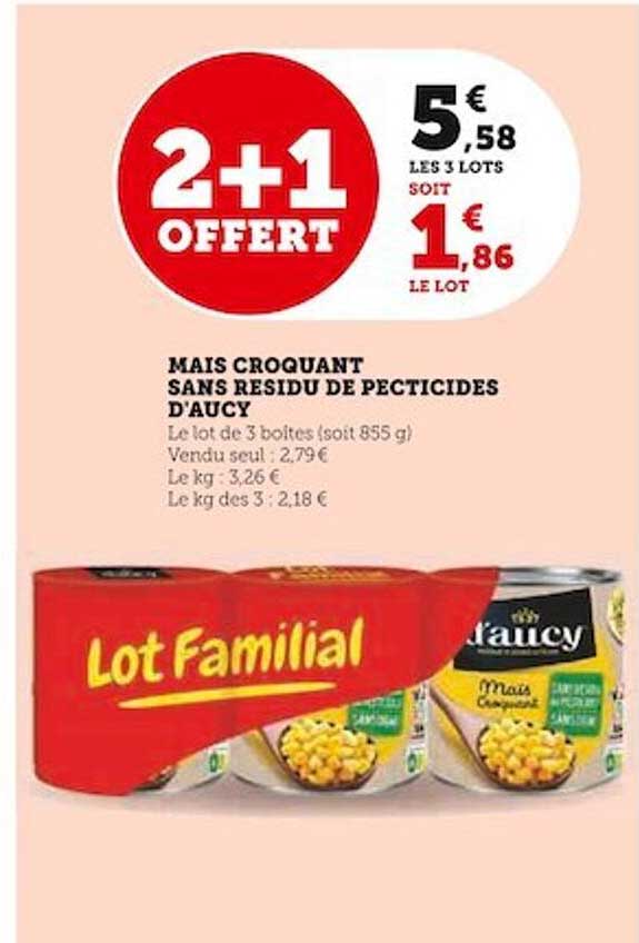 maïs croquant sans résidu de pesticides d'aucy