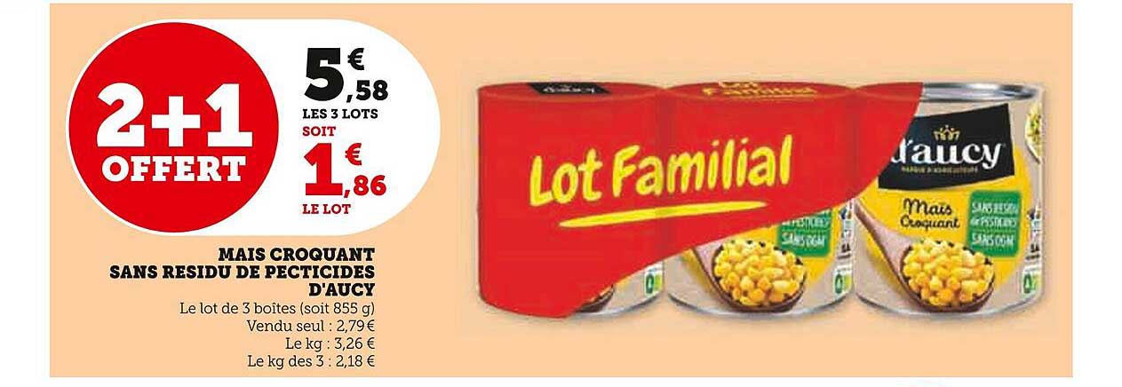 maïs croquant sans résidu de pesticides d'aucy