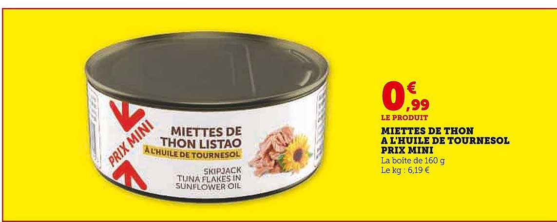 Miettes De Thon à L'huile De Tournesol Prix Mini