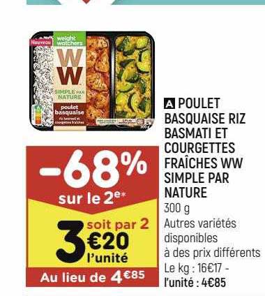 poulet basquaise riz basmati et courgettes fraîches ww simple par nature