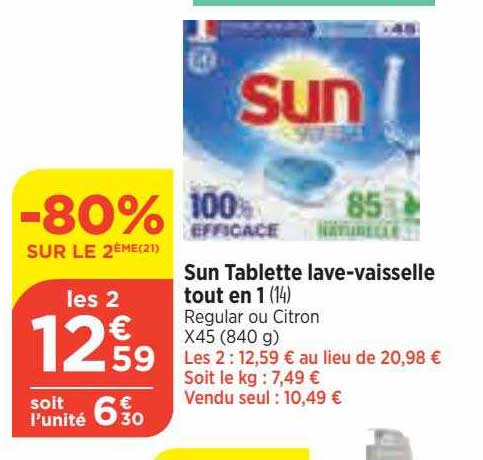 sun tablette lave-vaisselle tout en 1