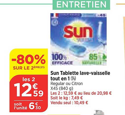 sun tablette lave-vaisselle tout en 1