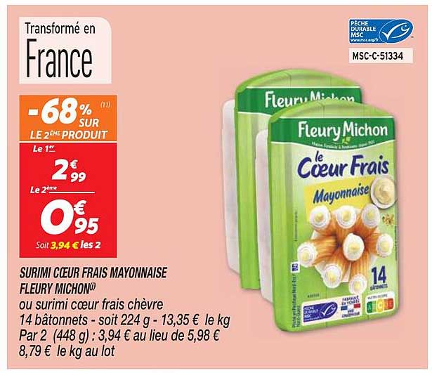 surimi cœur frais mayonnaise fleury michon