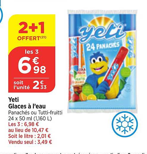 yeti glaces à l'eau