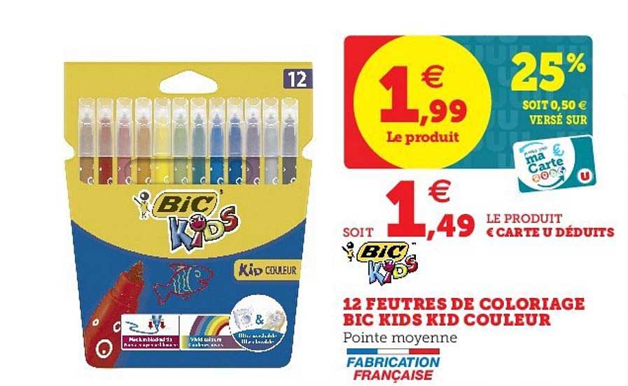 12 feutres de coloriage bic kids kid couleur