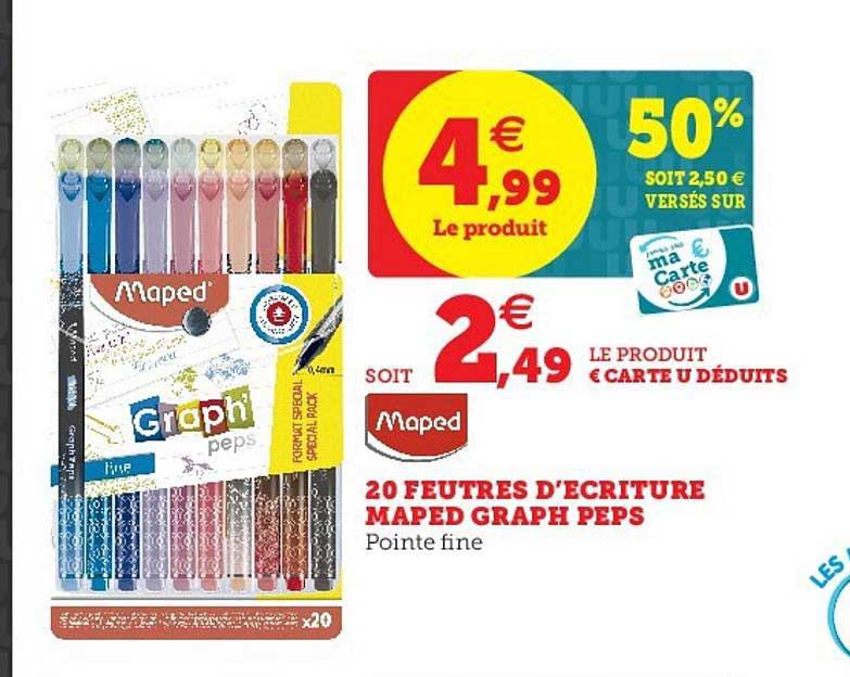 20 feutres d écriture maped graph peps