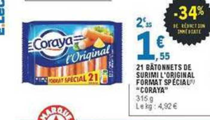 21 bâtonnets de surimi l'original format spécial coraya -34% de remise immédiate