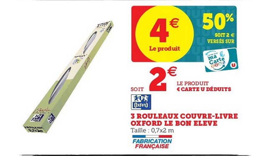 3 rouleaux couvre livre oxford le bon élève