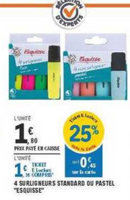 4 Surligneurs Standard Ou Pastel Esquisse