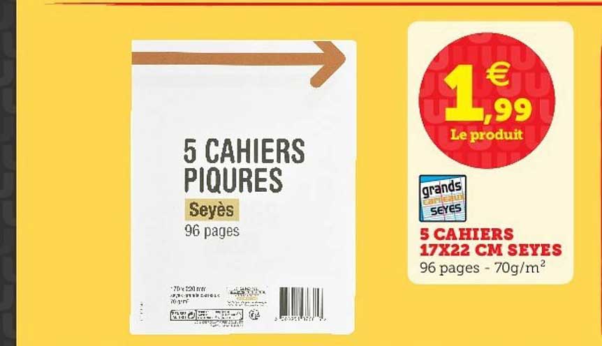 5 cahiers piqures seyès
