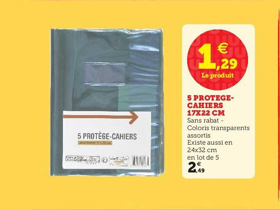 5 protège cahiers 17x22 cm