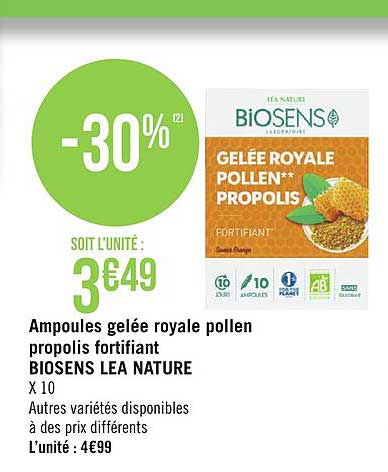 ampoules gelée royale pollen propolis fortifiant bisens lea nature