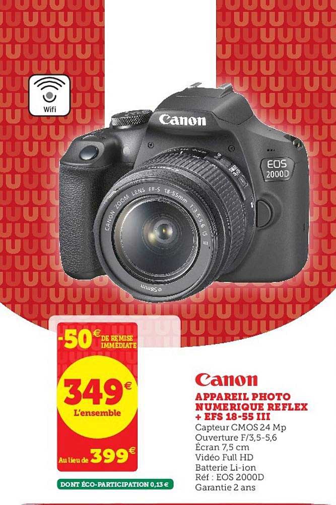 appareil photo numérique reflex + efs 18 55 iii canon -50% de remise immédiate