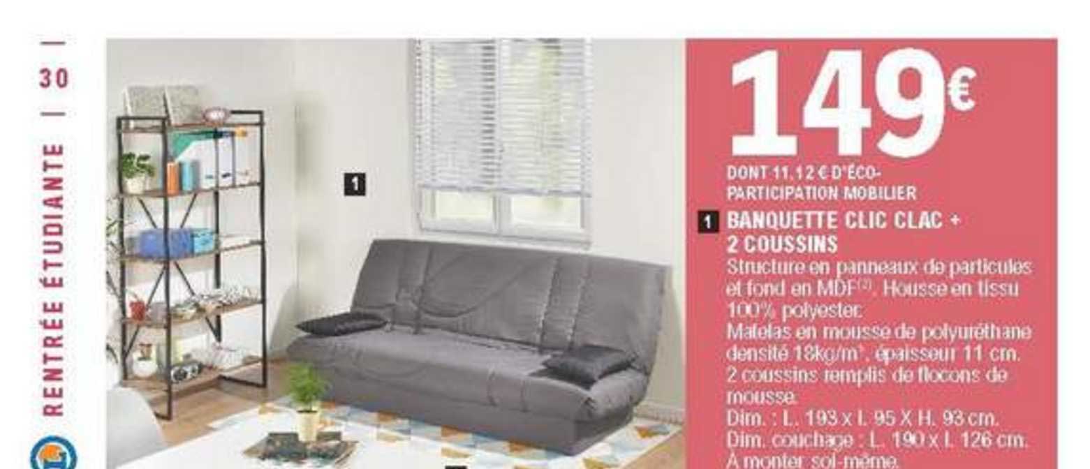 Banquette Clic Clac 2 Coussins